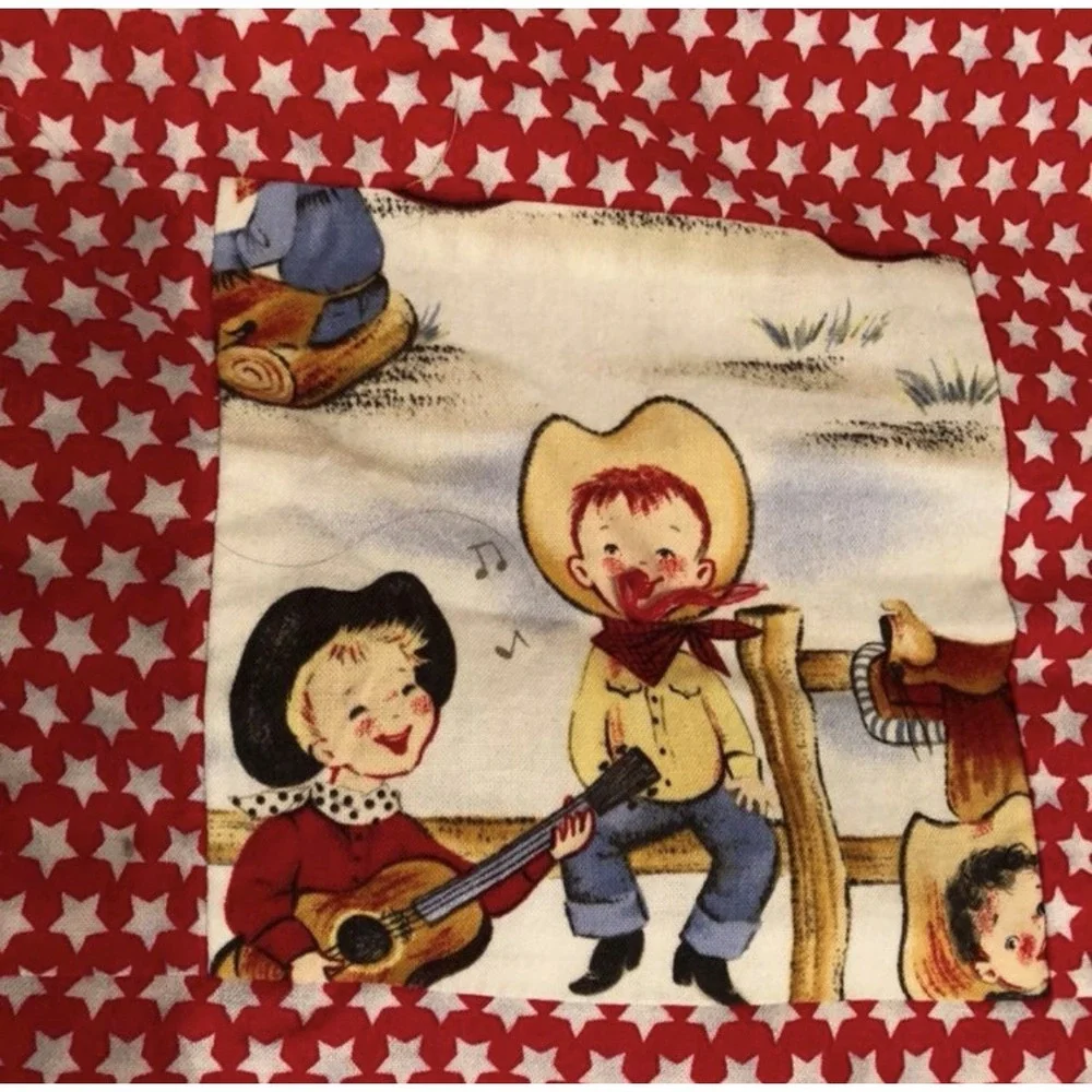 Baby Quilt with Cowboys and Western .  Size 47.5 x 37